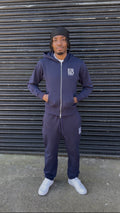 Navy Rich Behaviour logo tracksuit set